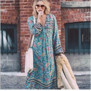 OG Spell & The Gypsy Collective Folk Town Boho Turquoise Midi Dress S